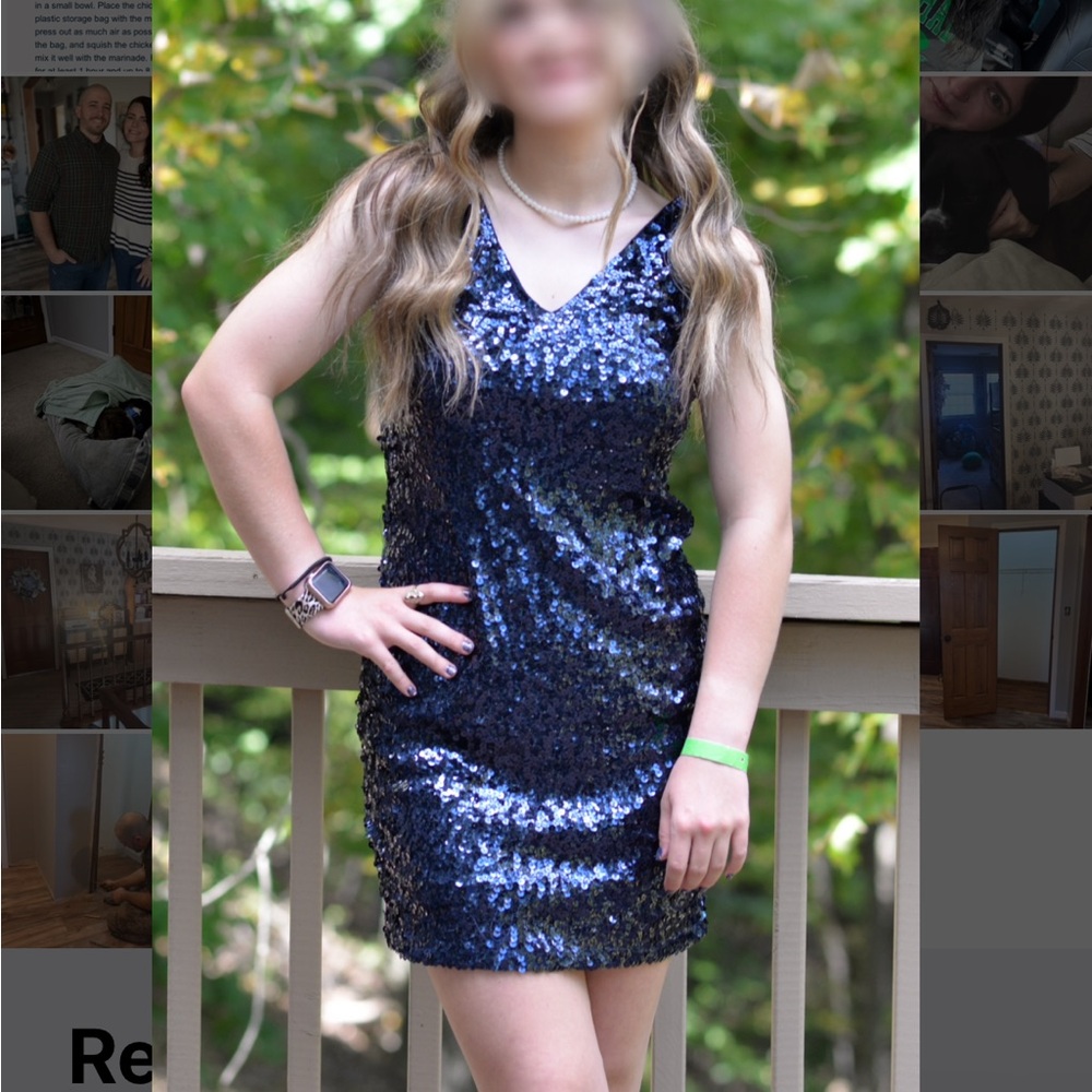 Elegant Blue Sequin Dress